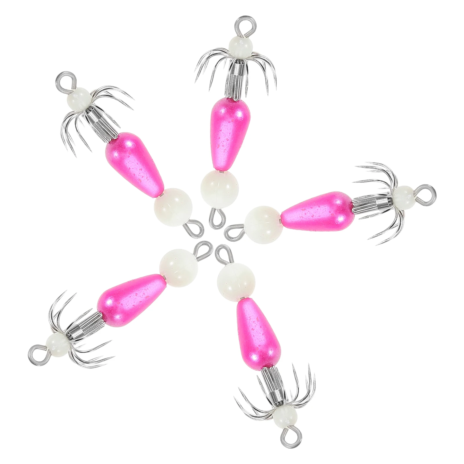 

5pcs Squid Hook Octopus Cuttlefish Glow Bead Bait Blow Tube Fishing Hooks Carbon Steel Tackle Kit Angling Accessory
