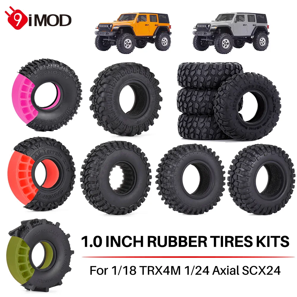 9IMOD 1.0in سيليكون المطاط إدراج الإطارات مجموعة مقاوم للماء ل 1/18 TRX4M 1/24 محوري SCX24
