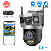 4MP V380 Pro WIFI Dual Lens Camera 2K Three Screen Auto Tracking Outdoor Video Security Surveillance PTZ Cameras For Home