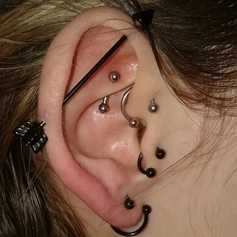 1 زوج من الفولاذ المقاوم للصدأ سبايك / C- على شكل / ملتوي S أقراط للرجال النساء البنك القوطية غضروف الأذن ثقب المجوهرات