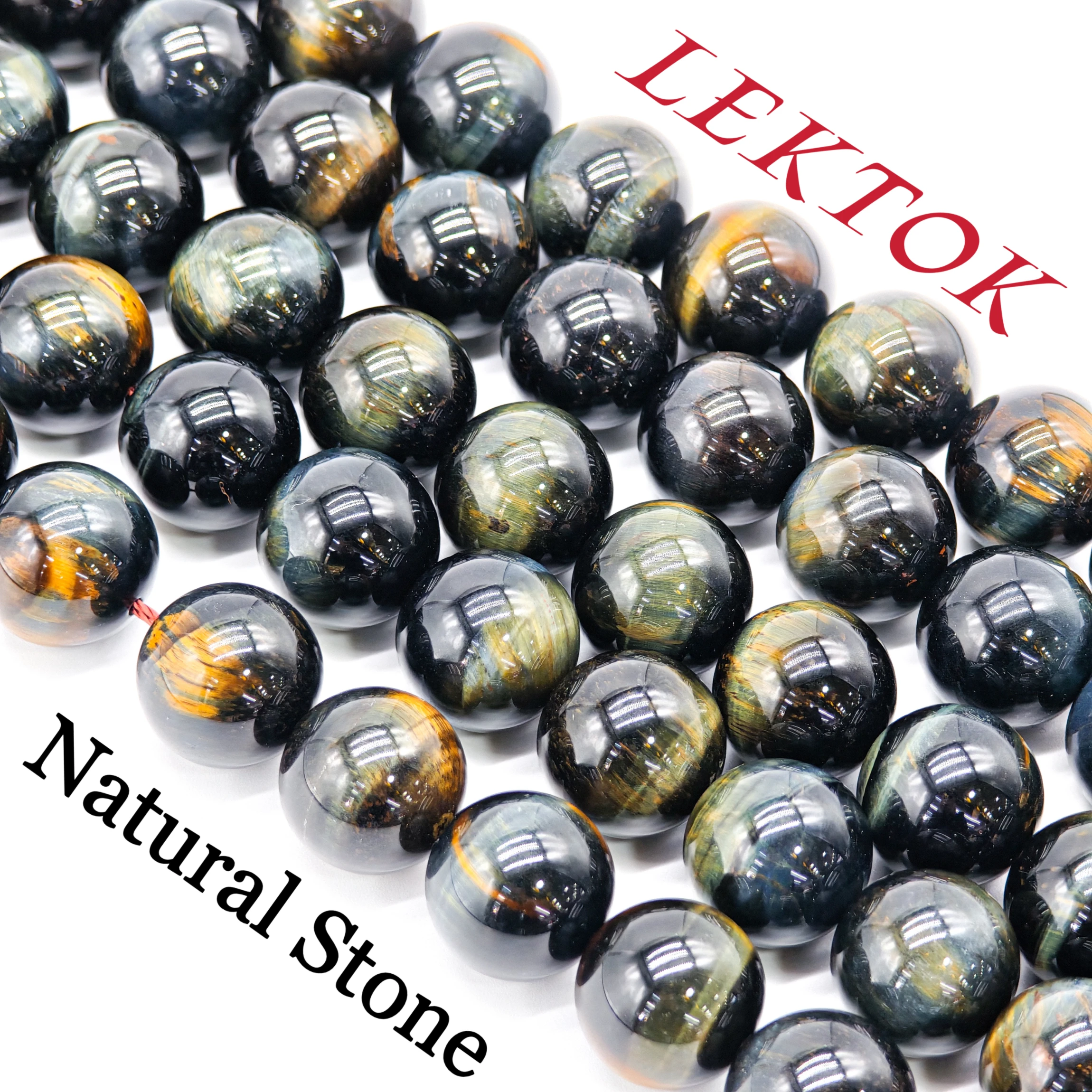 

Blue Tiger Eye Stone Beads Natural Stone Round Loose Beads for Jewelry Making14Mm Gem Beads Diy Bracelet Accessories