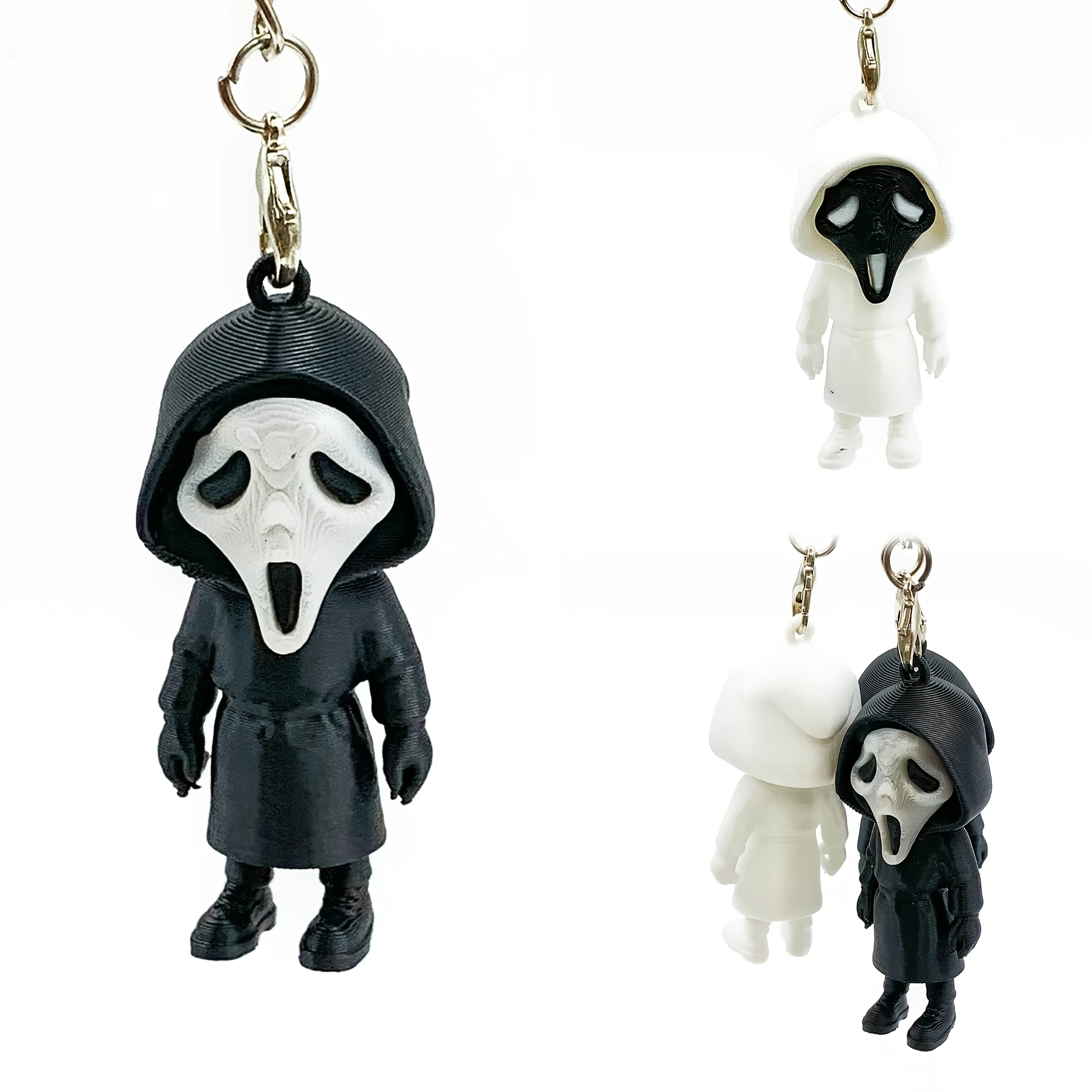

Halloween accessories 3D printed funny face killer keychain with realistic details, collectible pendant, secret room/haunted hou