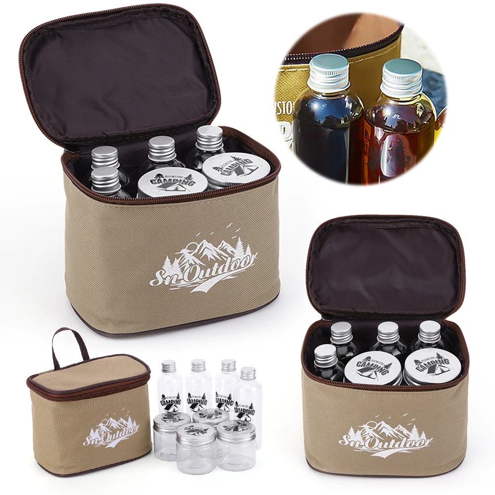 

Набор для приправ для кемпинга из 8 предметов с сумкой для хранения, портативные баночки для специй, набор для хранения перца и специй для кемпинга и барбекю на открытом воздухе