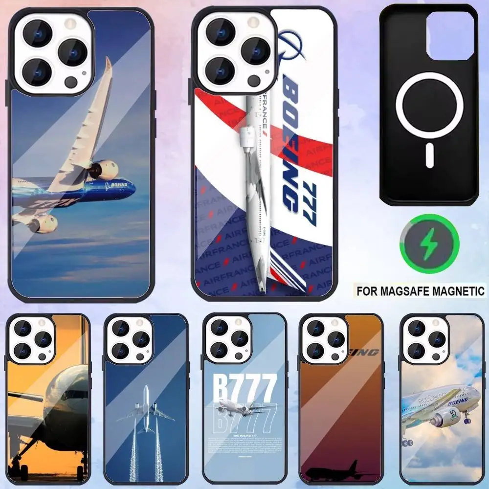 

B-BoeingS 777 Top Airplane Phone Case For iPhone17,16,15,14,13,12,11 Plus,Pro Max Magnetic For Magsafe Wireless Charging