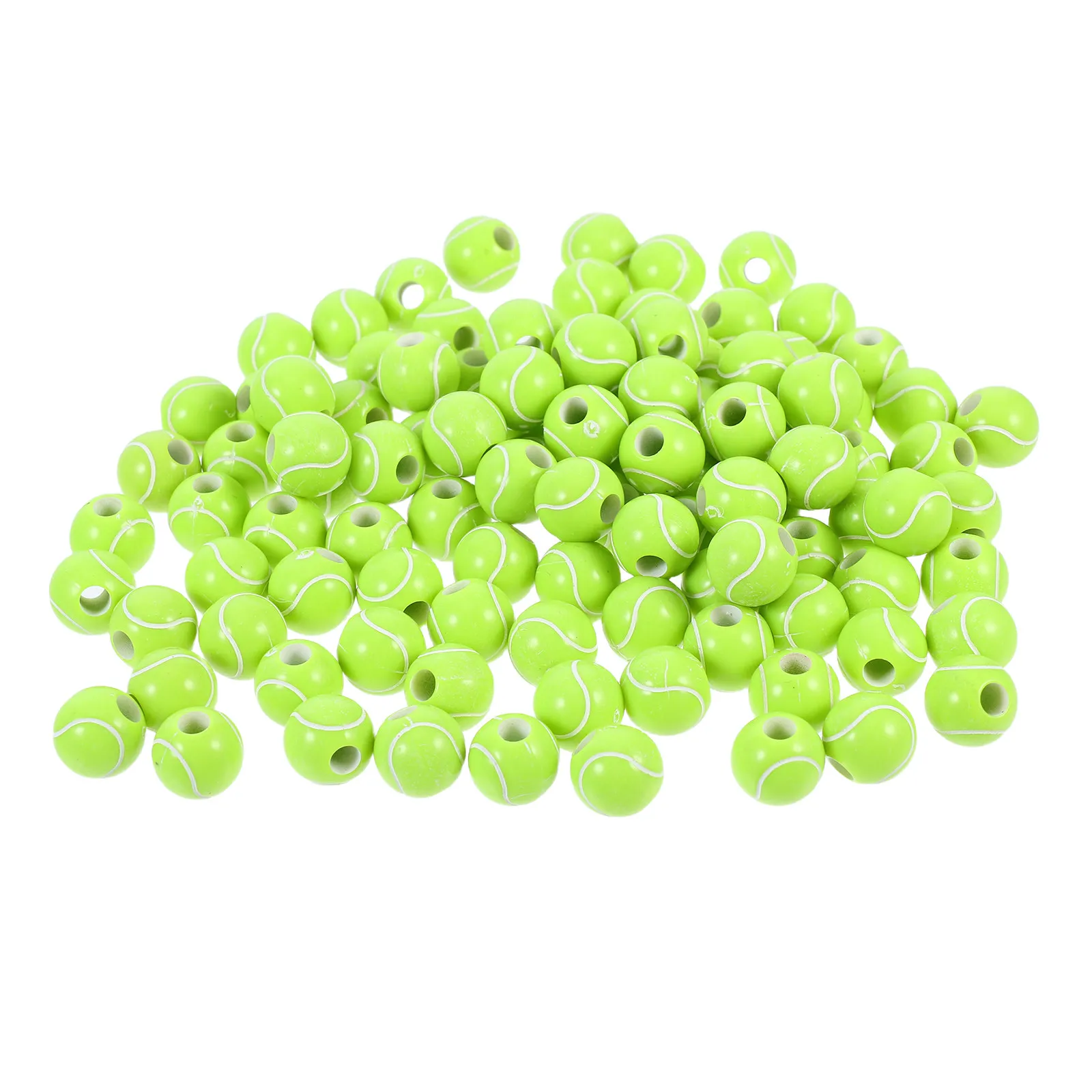 100Pcs DIY Tennis Ball Acrylic Beads Sports Bracelet Jewelry Making Accessories Creative Educational Hand Eye Coordination