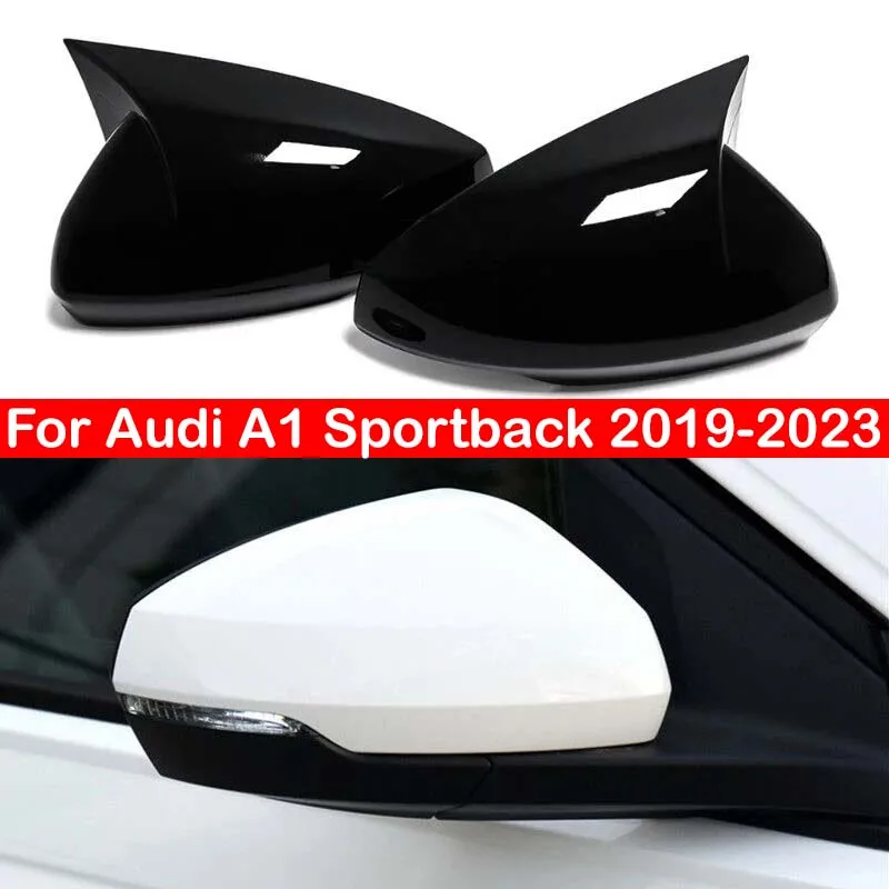 For Audi A1 Sportback 2019-2023 Car Rearview Side Mirror Cover Sticker Wing Cap Exterior Door Rear View Case Trim Carbon Fiber