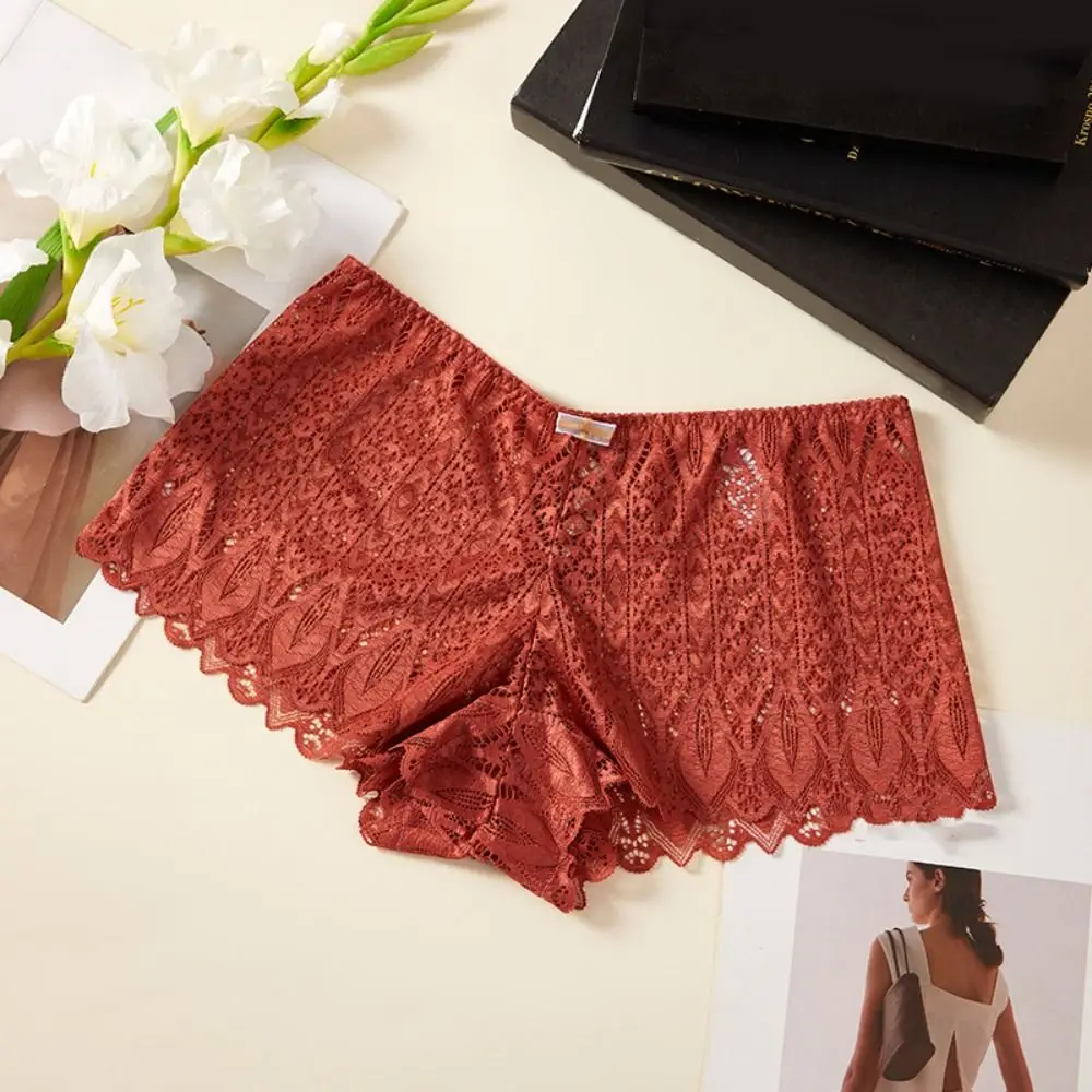 

Fashion Large Size Lace Seamless Briefs Hollow Underpants Mesh Flower Panties Mid Waist Lingerie Underwear for Women Summer