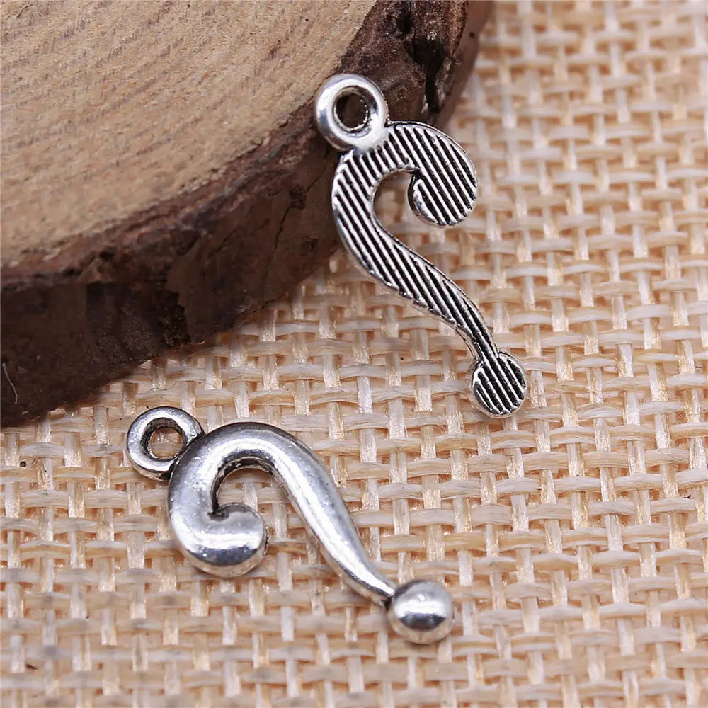 20pcs/lot 18x8mm Question Mark Charms For Jewelry Making Antique Silver Color 0.71x0.31inch