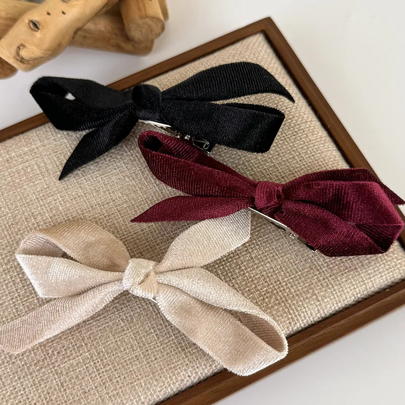 Vintage Velvet Bow Hairpin Winter Hair Clips for Women Girls Elegant Exquisite Barrettes Bangs Clip Fashion Hair Accessories New