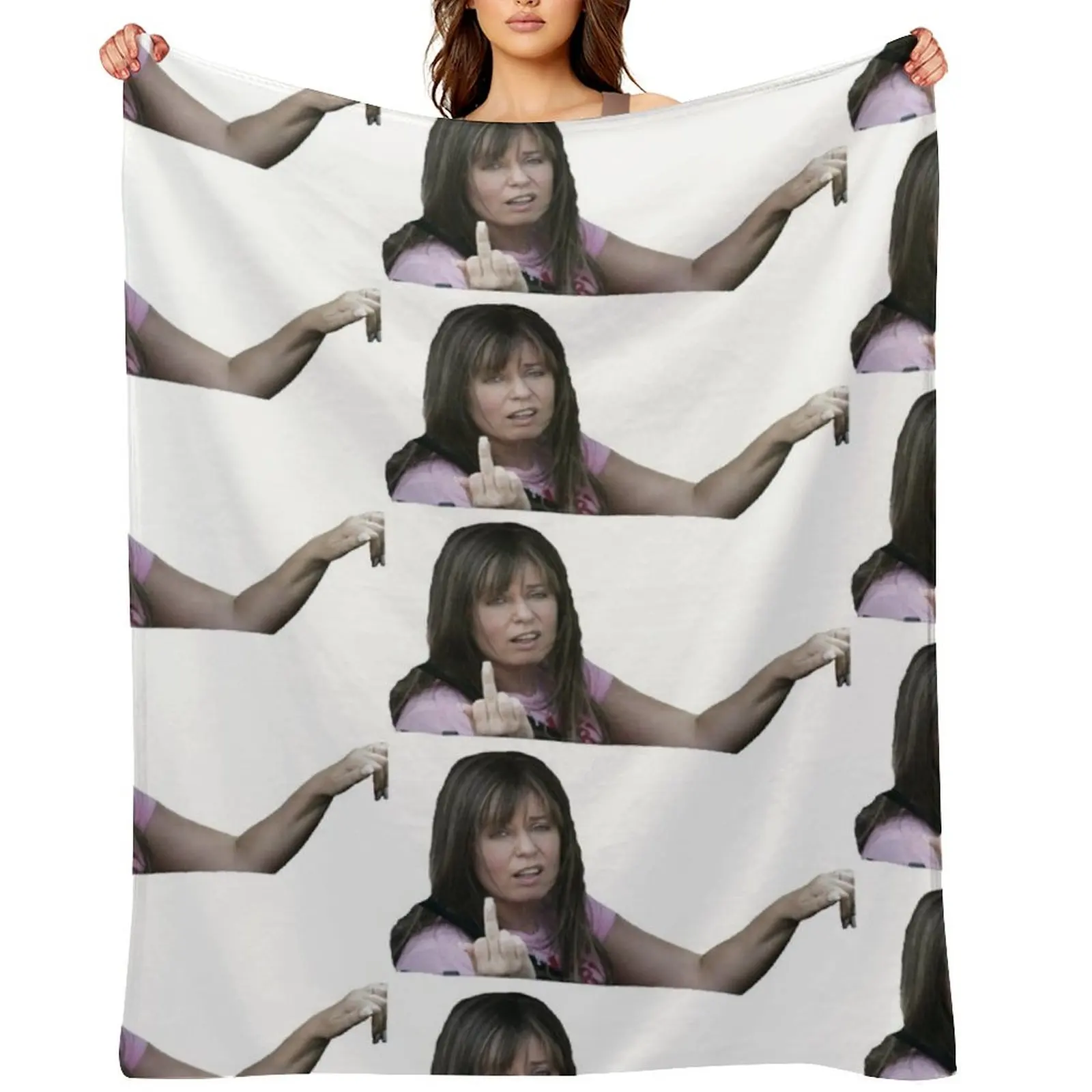 

Kath and Kim: Kim Pulling the Finger Throw Blanket Designers Travel wednesday Hair Blankets