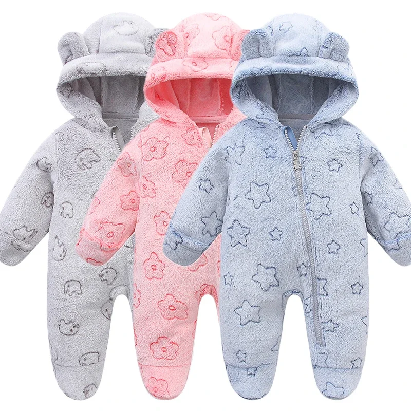 Soft Newborn Baby Clothes Flannel Autumn Winter Baby Boys Girls Jumpsuit Cartoon Newborn Bodysuit Warm Rompers for Babies 0-12M
