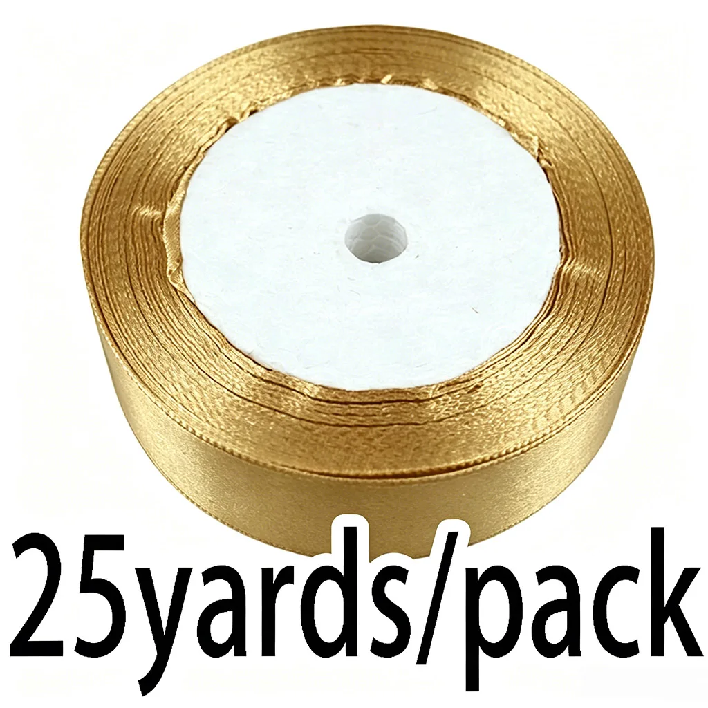 (25 yards/roll) oro pallido Singolo Viso Nastro di Raso nastri Da Imballaggio del Regalo Di Natale del Commercio All\'ingrosso
