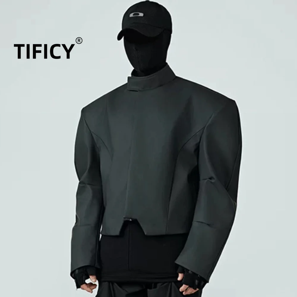 High Street Matte Wide Shoulder Jackets Women's Winter Anti Wrinkle Fabric Coating and Stand Up Collar Design Coats