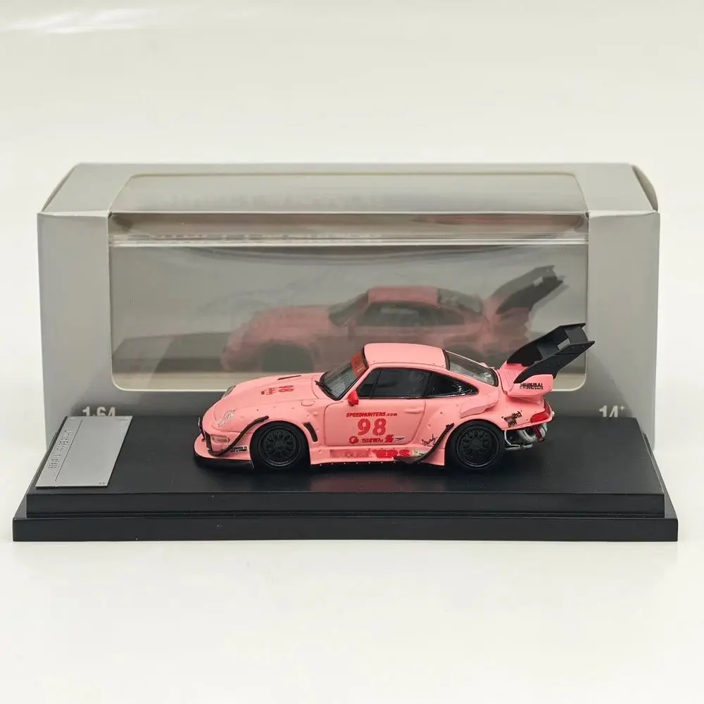 SW 1:64 for 993 Rauh-Welt Begriff #98 #91 Matte Pink/Green Diecast Model Car Miniature Limited Collection Toy Vehicle Models