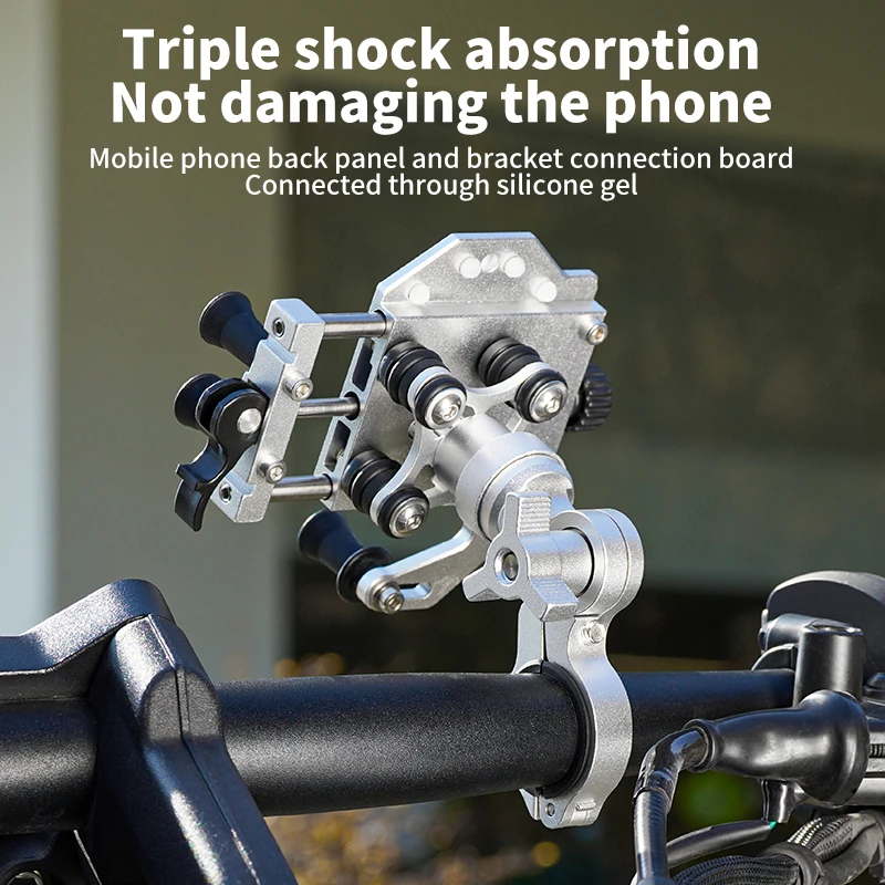Alloy Motorcycle Phone Holder New Shock-Absorbing Universal Motorcycle Mobile Stand 360° Rotary Motos Bike Navigation Bracket