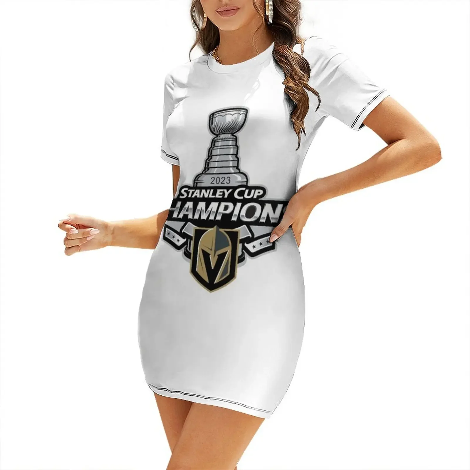 

Champions Golden Knights 2023 - Vegas Golden Knight Short-Sleeved Dress dress for women women evening dress
