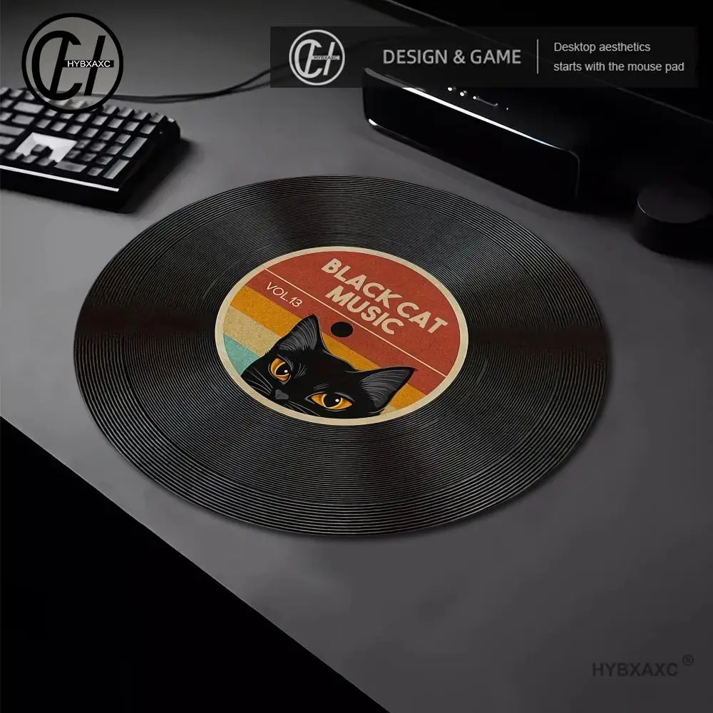 Vintage Vinyl Record Round Mouse Pad Non-Slip Rubber Sole Waterproof Design Office Games Universal Computer Desk RUG