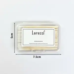 100Pcs/box Nails Wood Swab Cleaning Stick Bud Tip Wooden Cotton Head Manicure Detail Corrector Nail Polish Remover Manicure Tool