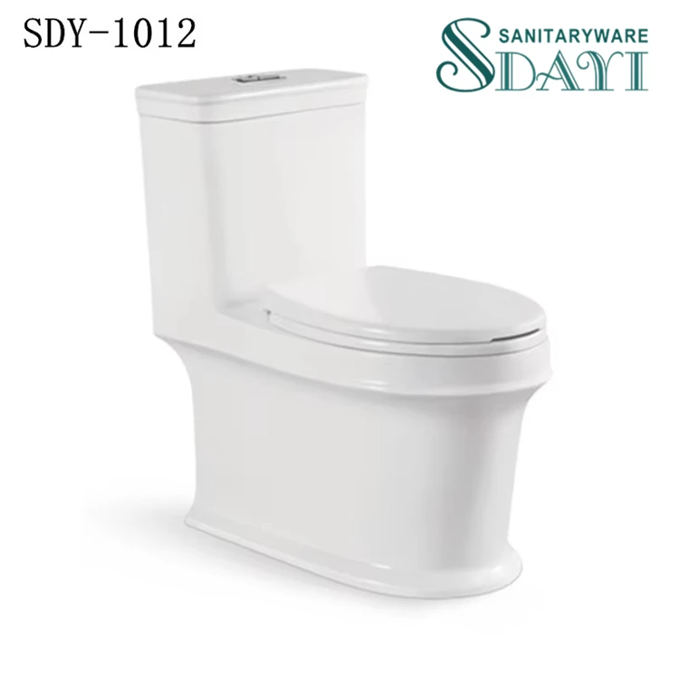 SDAYI WC One Piece Ceramic Bathroom Toilet Sanitaryware Gold Line White Toilet Bowl for Hotel