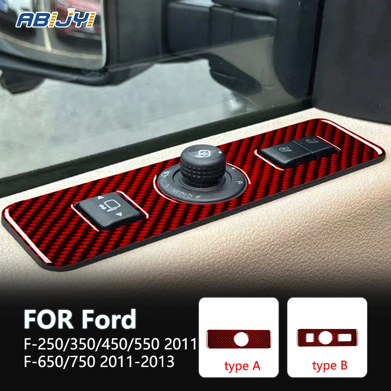 

For Ford F-250 350 450 550 2011-2016 F-650 750 2011-2013 Carbon Fiber Interior Mirror Adjustment Panel Sticker Decal Accessories