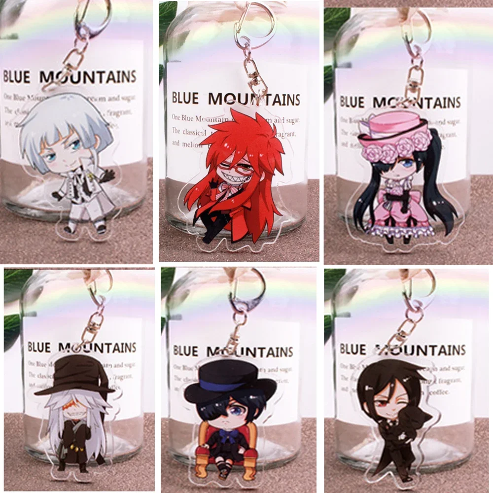 Anime Kuroshitsuji Black-Butler Character Keychain Ciel Phantomhive Sebastian Michaelis Figure Key Chain Keyring Cosplay Pendant