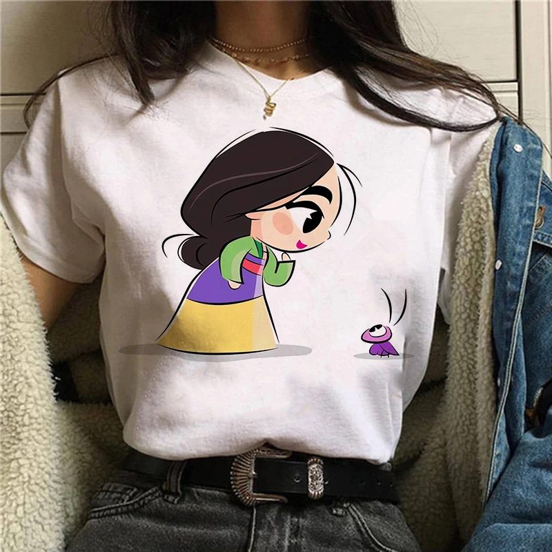 Y2k Sweet Hip Hop Graphic Disney Princess T Shirt Women Harajuku 90s Cute T-shirt Funny Tshirt Female Clothes