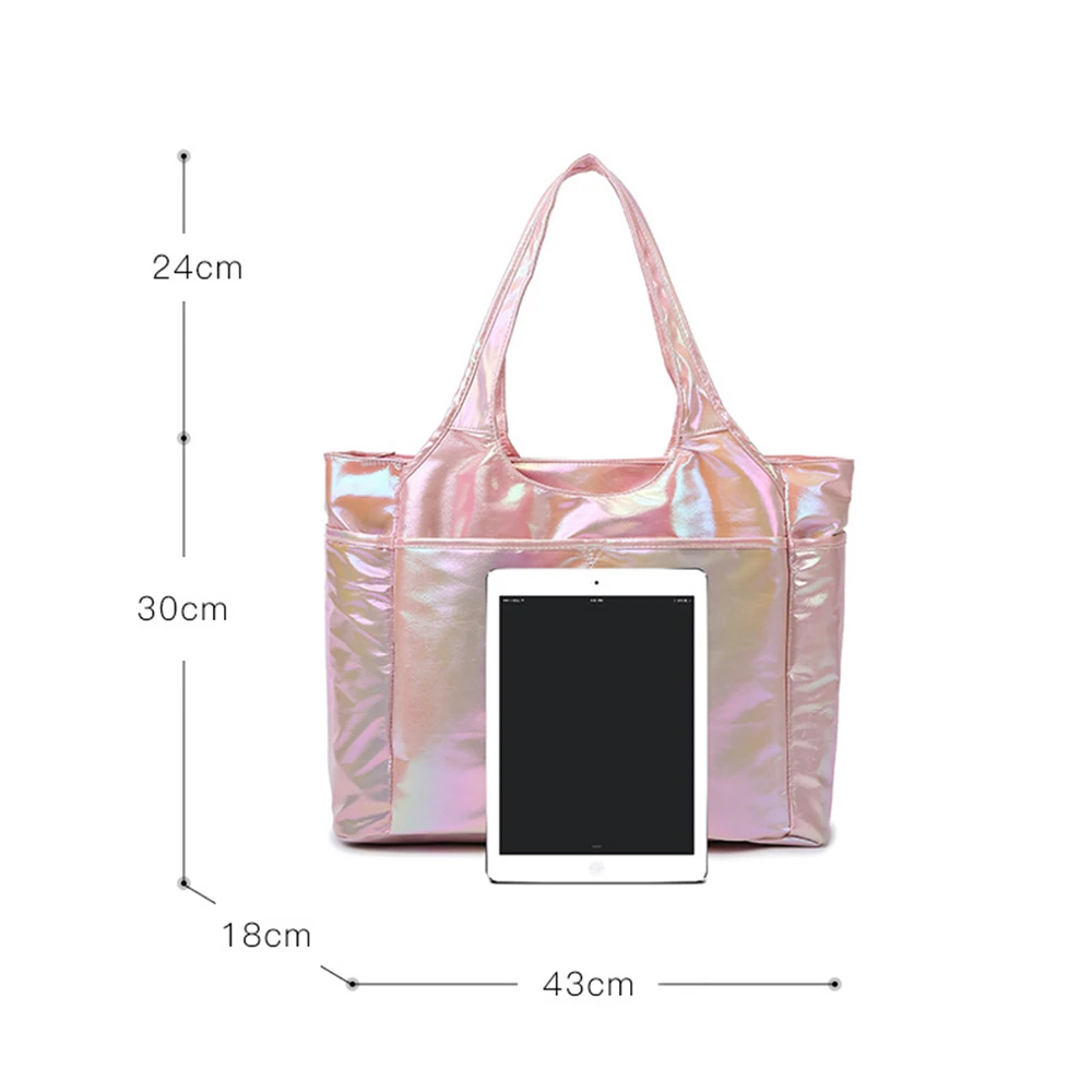 Large Laser Glitter Shoulder Bags Women Reusable Fashion Travel Storage Bags Shopping Bag Female Handbag Grocery Tote Bag