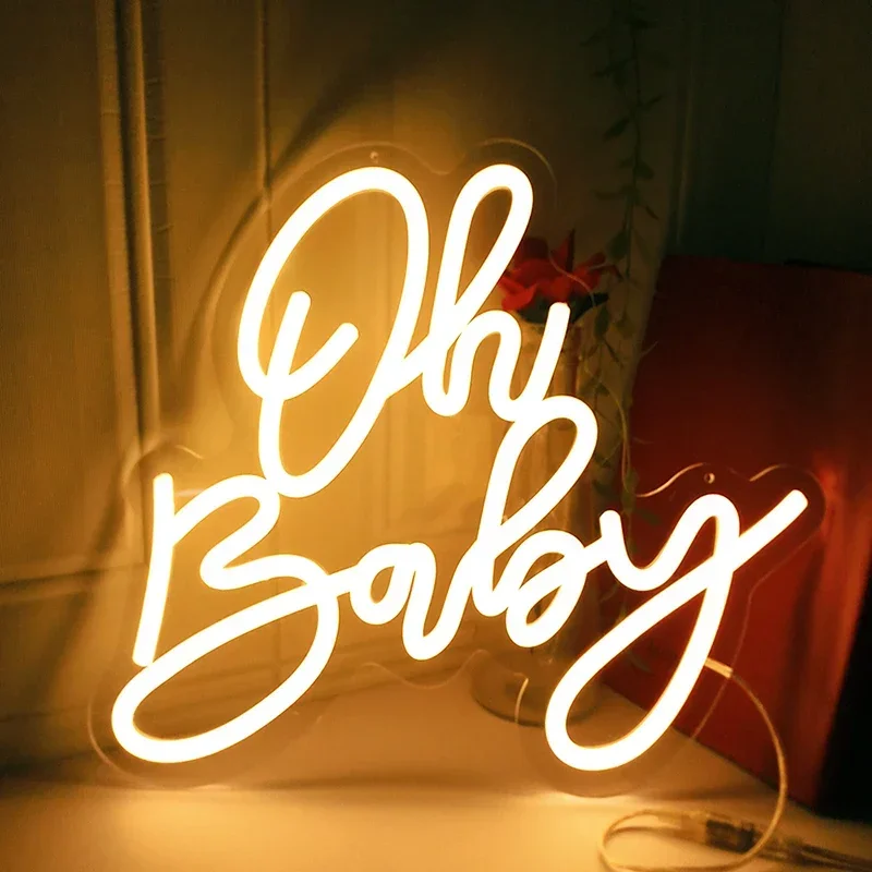 Custom Led Oh Baby 33x44cm Neon Sign Light Art Bar Club Wall Hanging Flexible Lighting For Sign Decoration Pink for Room Wedding