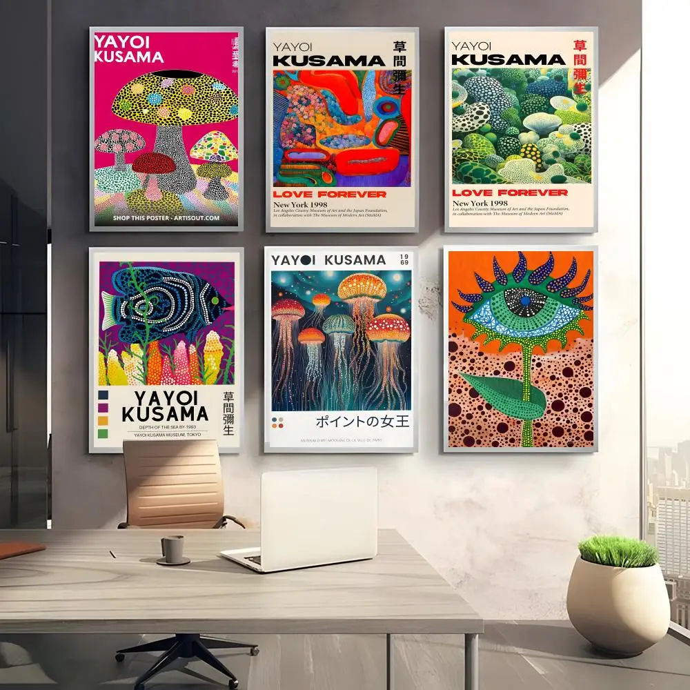 Y-Yayoi K-Kusama Art Poster HD art sticky wall waterproof home bedroom bar aesthetic decoration