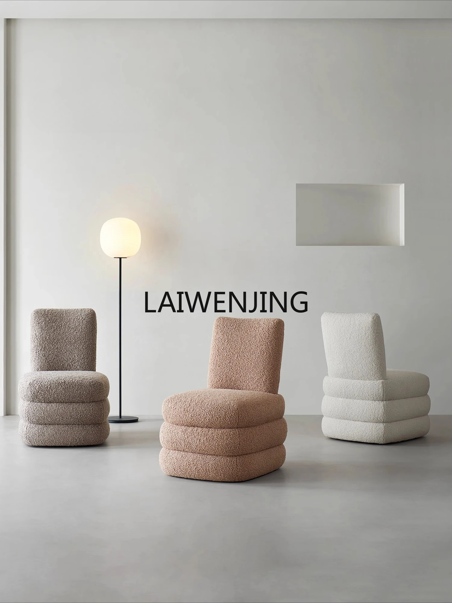 

HLZ leisure chair cream wind lamb wool single rotating sofa chair makeup stool dressing chair