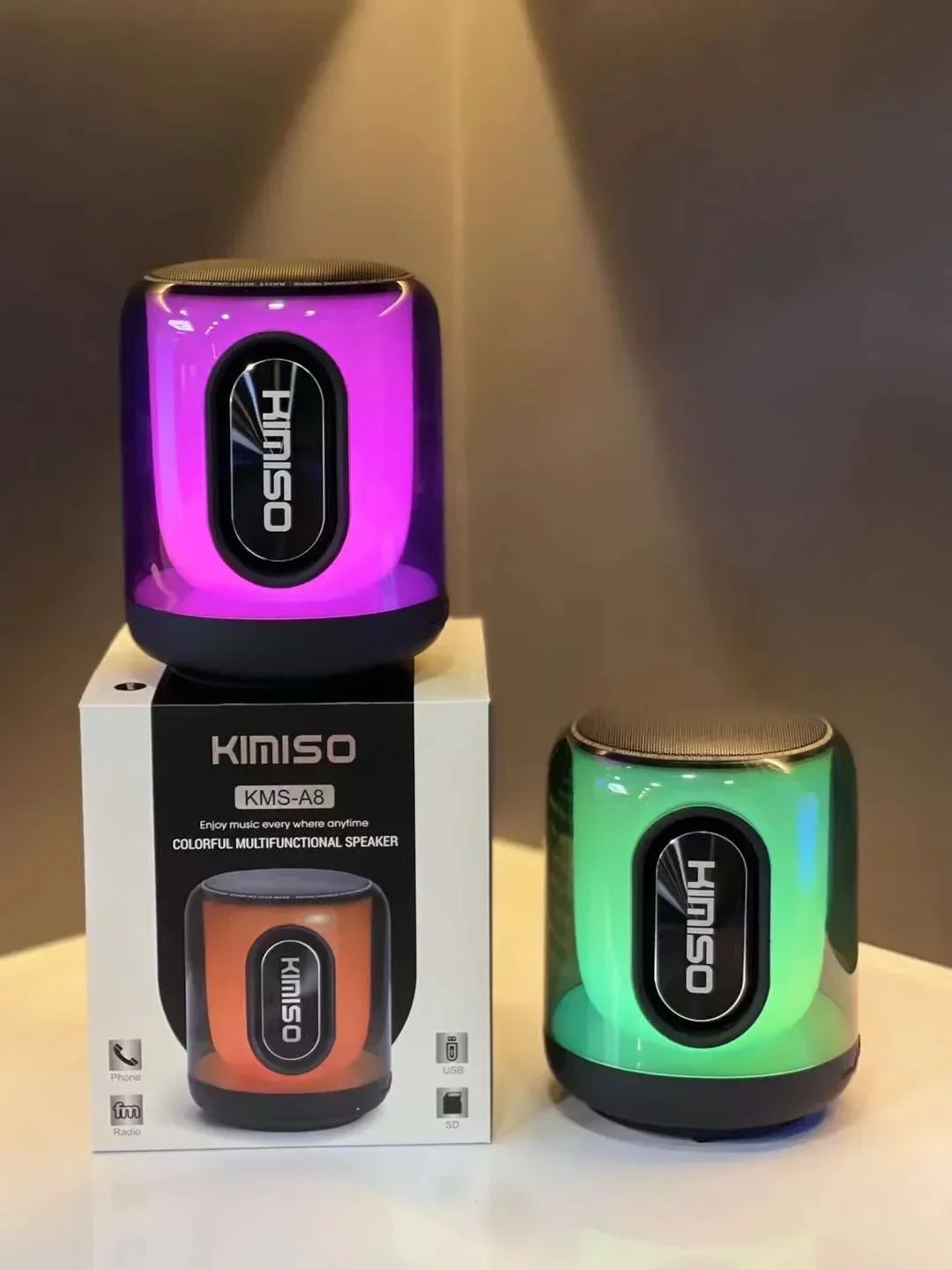 KIMISO KMS-A8 Custom Fashion Sound Outdoor Music Player Led Portable Small Bt Wireless Mini Speaker