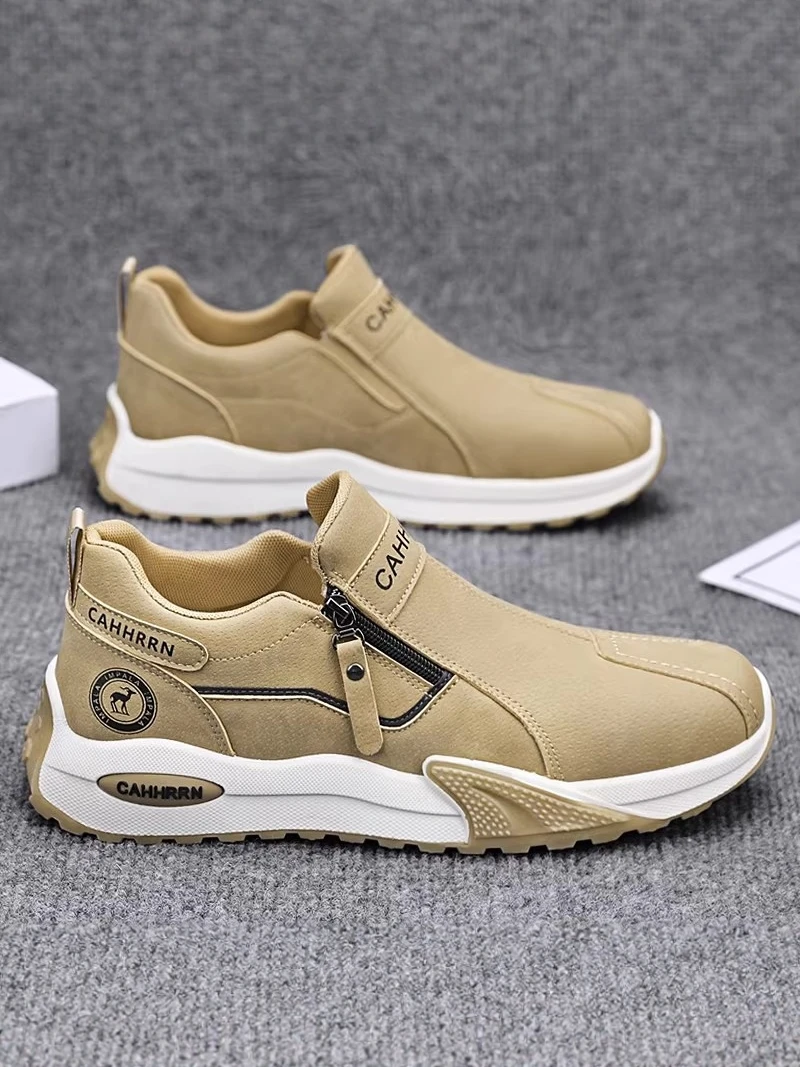 

Men's Casual Slip-On Work Shoes Anti-Slip Wear-Resistant Breathable round Toe Low Heel PU Material Comfortable Outdoor Shoes