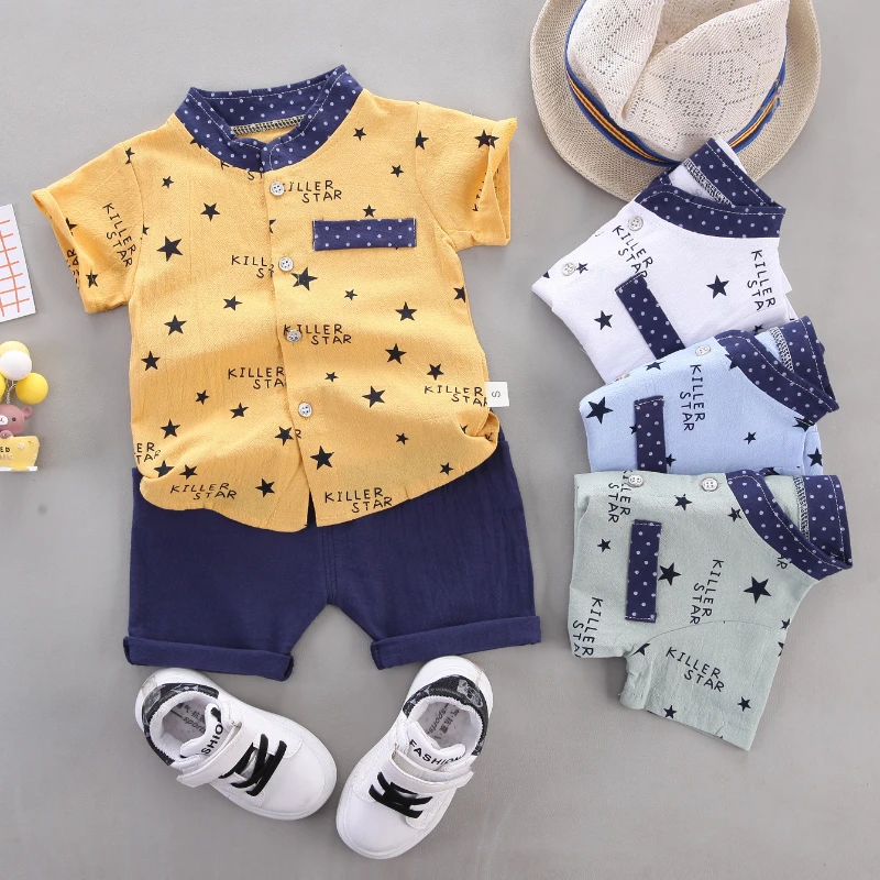 2024 Summer Casual Clothes Fashion Baby Boy\'s Suit Set Top Shorts 2PCS Baby Clothing Set For Boys Infant Suits Kids Clothes