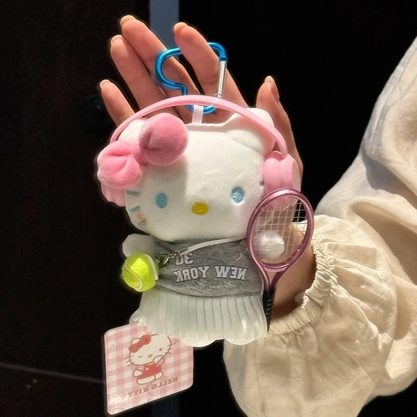 Kitty Sweet Cool Motorcycle Driver Tennisspeler Leuke Hello Kitty Rugzak Mobiele hanger Sleutelhanger Pop Knuffels Verjaardagscadeau