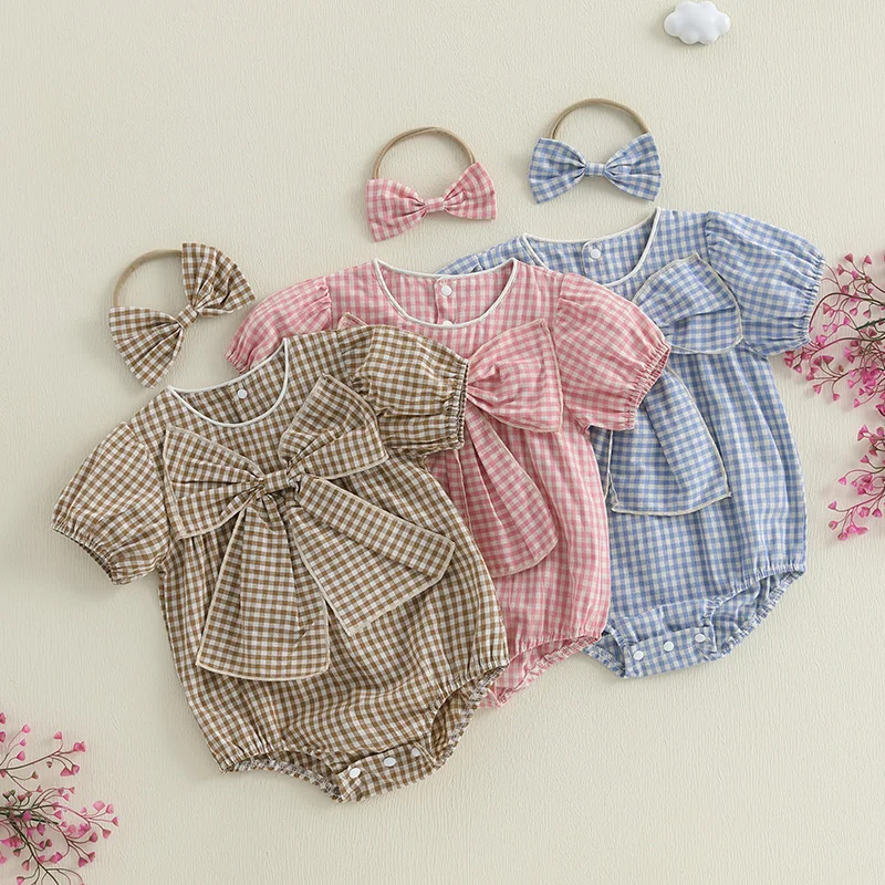 Lioraitiin Summer Sweet Baby Girls Romper with Headband