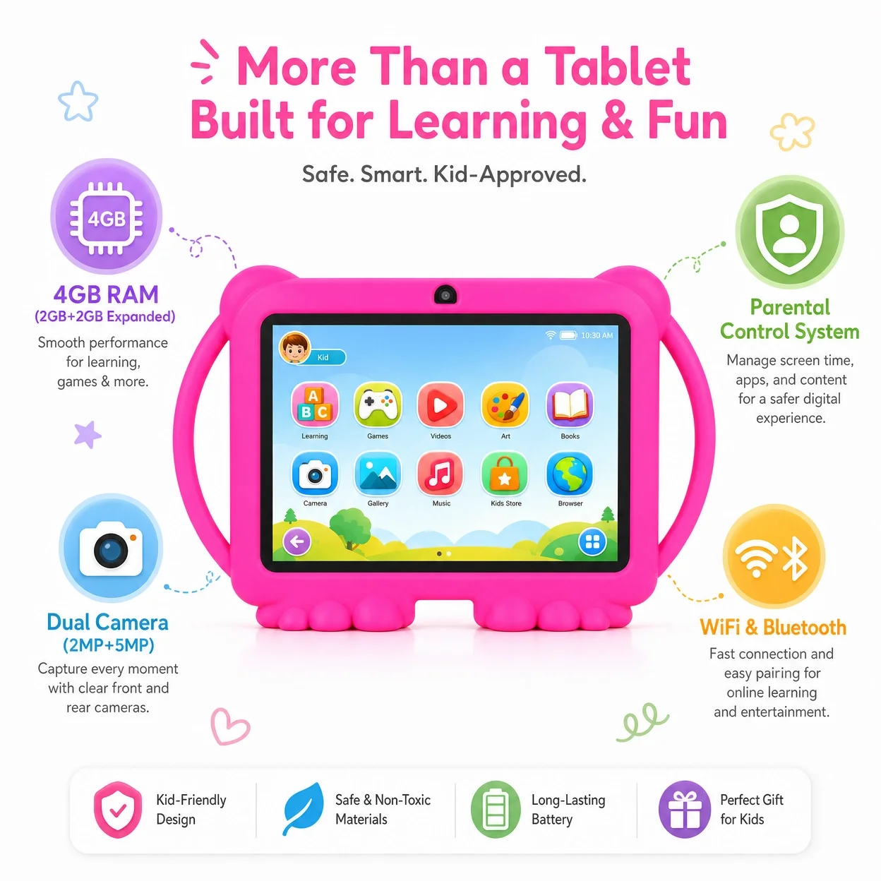 Tableta infantil de 7 pulgadas - Kids Education Games App reseña y precio