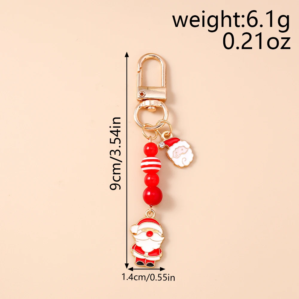 Aihua Niedlicher Y2K Weihnachts-Schlüsselanhänger mit Perlen, Weihnachtsbaum, Schneemann und Weihnachtsmann für Damen und Herren, Neujahrs-Schmuckgeschenke – Detail 22