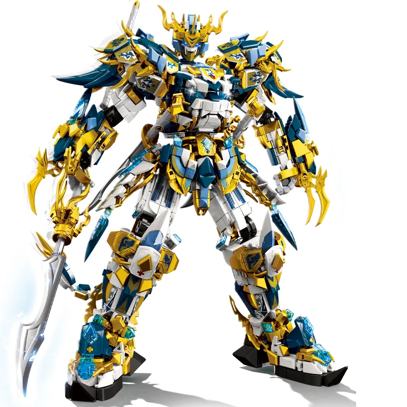 SunWuKong Warrior Mech Robot Building Blocks MOC Chinoiserie Action Figure Brick Children City Construction Display Toy