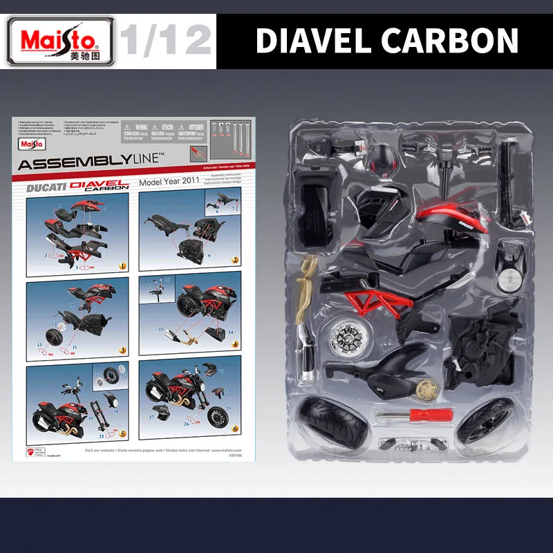 Maisto 1:12 Ducati Diavel Carbon Assembly Version Alloy Motorcycle Model Diecast Metal Motorcycle Model Collection Kids Toy Gift