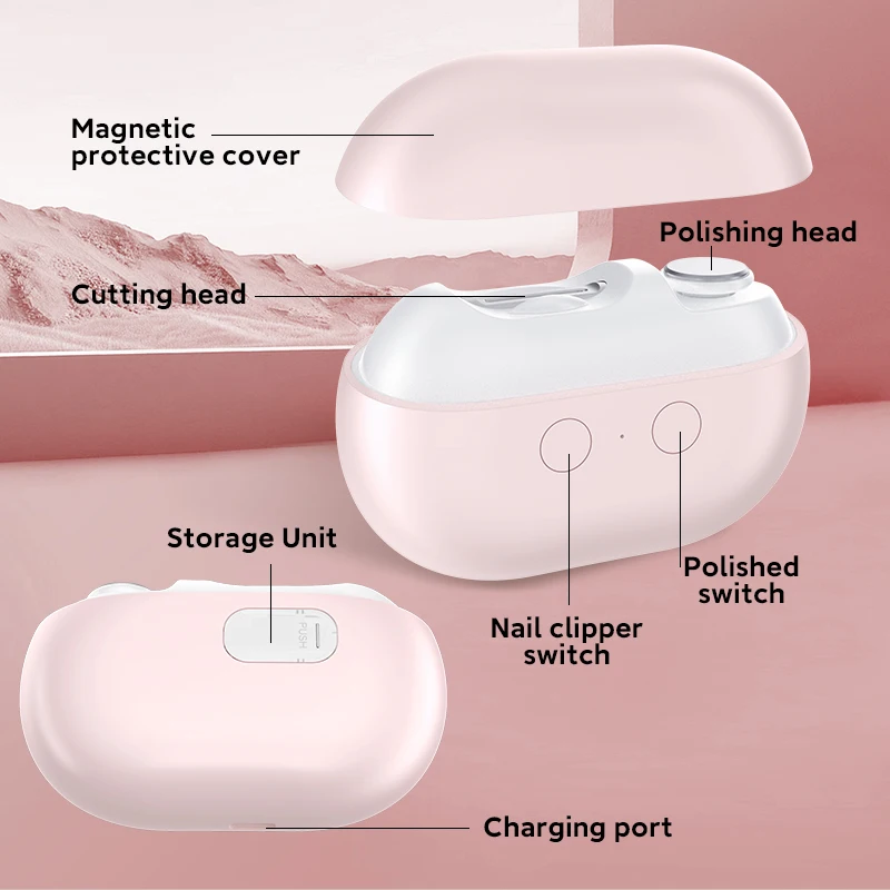 Mini Portable Electric Nail Trimmer, Nano Glass Polish, Precision Cutting Blade, Multi Colors Available, Home & Travel Use