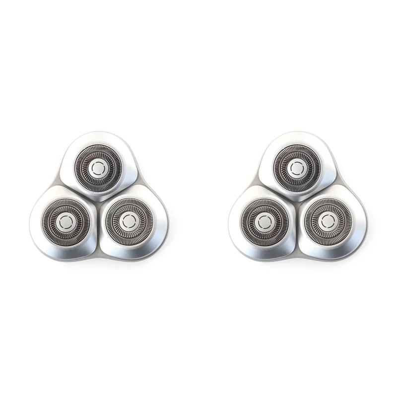 A005-2X لشاومي Mijia S101 ماكينة حلاقة كهربائية استبدال شفرة أداة تهذيب اللحية الحلاقة الشعر الحلاقة استبدال الرأس-رمادي + فضي