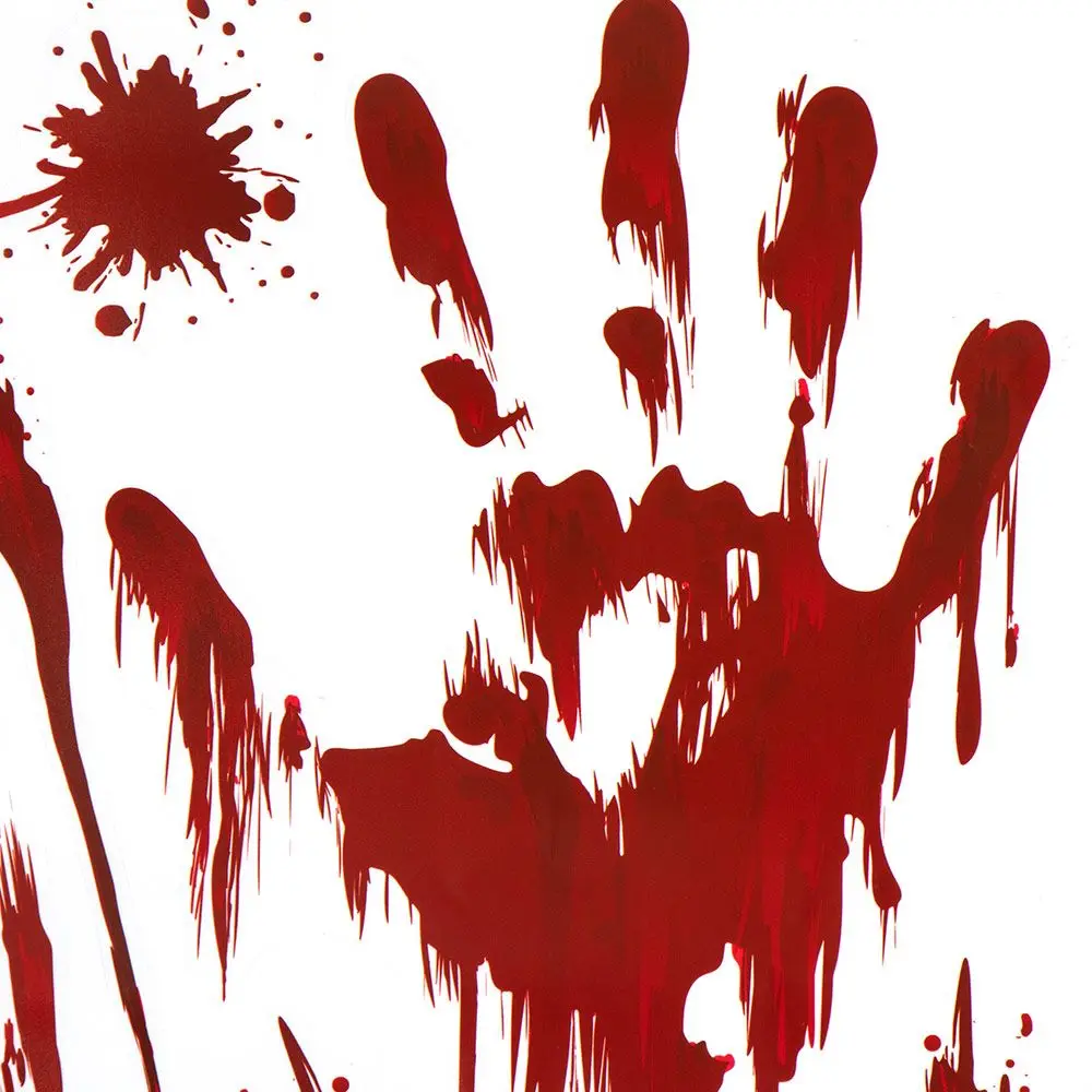 Waterproof Widnow Decor DIY Wall Stickers Blood Handprint Halloween Decor Horror Finger Foot