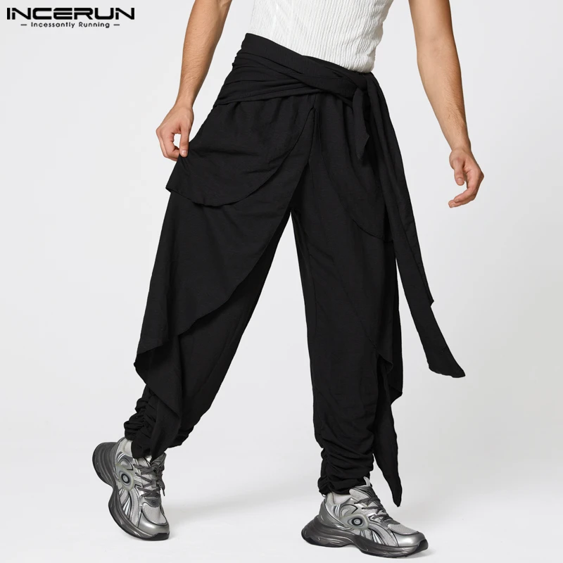 

Модные летние и весенние мужские повседневные брюки-шаровары, плиссированные длинные брюки INCERUN, уличная одежда, мужская одежда больших размеров S-5XL