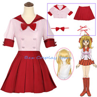 Nanami Ruchia Cosplay Anime Melody Costume Nanami Luchia Cos Wig Girl School Pink Red Uniform Dress Set Halloween Play Outfit