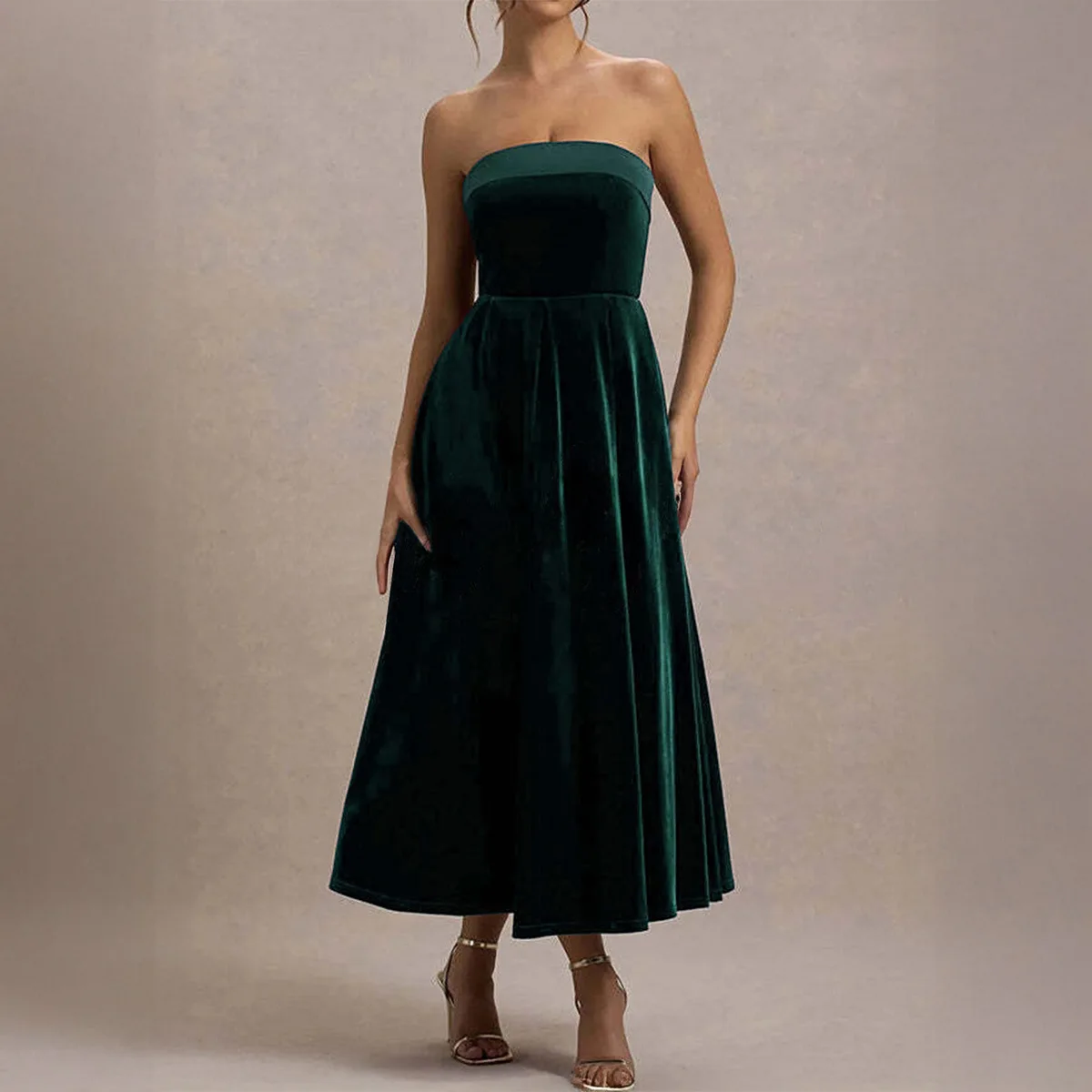 2025 Women Dress Elegant Fashion Beautiful Women's Dresses Party Night Dress Elegant Strapless Solid Color Long Dress for Women