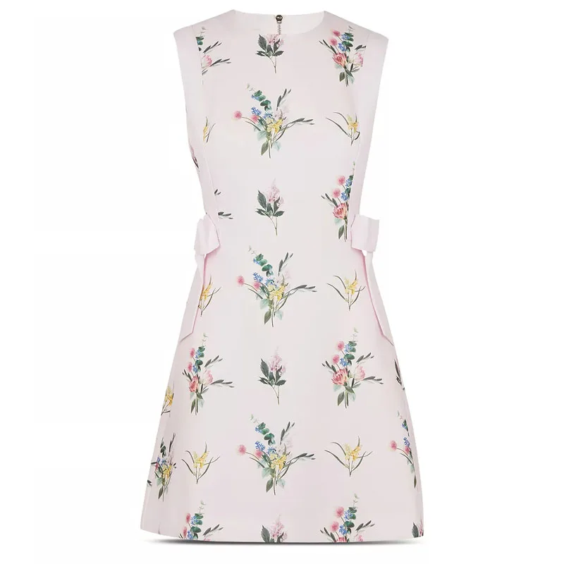 Briti Sle Fre Print Abnehmen Sommer Frühling rund Ne Svel Taille Knoten Dr Weste Dr Floral Streetwear