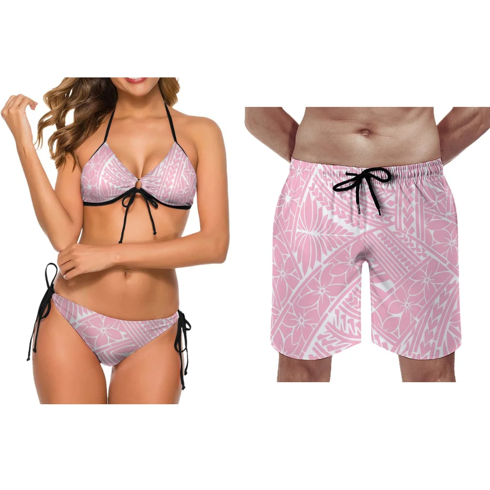 ฟิจิแฟชั่นชุดผู้ชายกางเกงชายหาดElegant Pool Party Polynesianคู่ชุดว่ายน้ําใหม่ชายหาดคู่ท่องชุดที่กําหนดเองที่กําหนดเอง