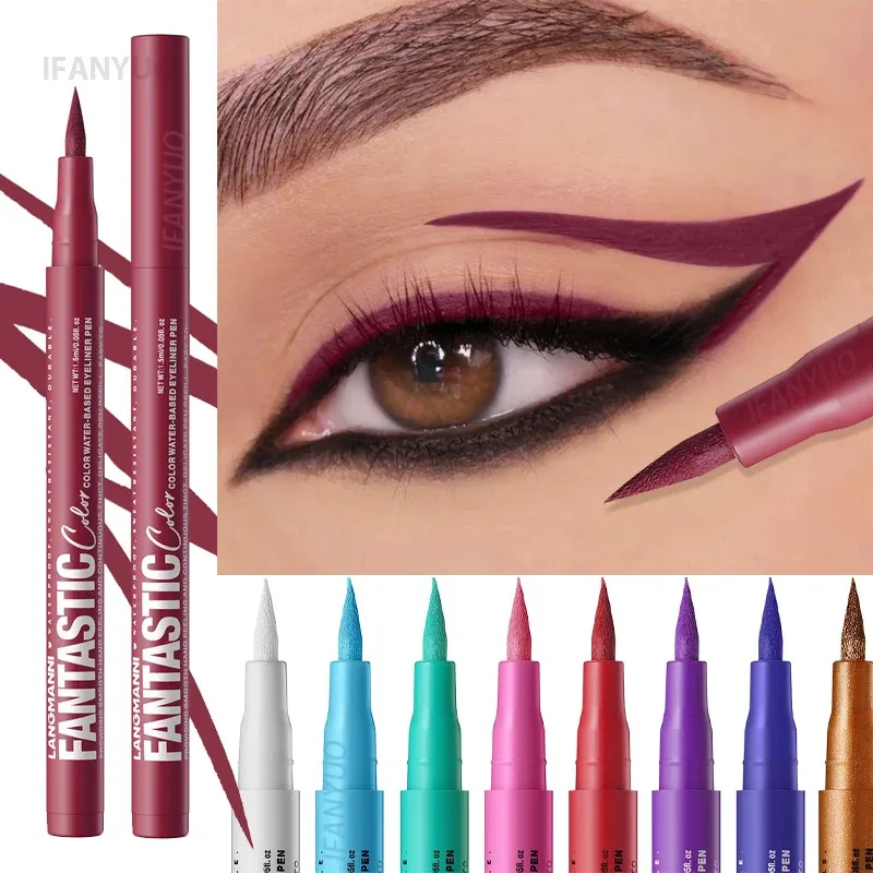 Lápiz Delineador de ojos resistente al agua, color negro vino tinto, delineador de ojos líquido no fino, secado rápido, larga duración, cosméticos de maquillaje sin manchas