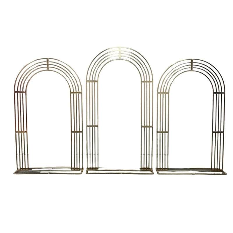 

New Wedding Arches, Five Bar Arches, Outdoor Scene Decoration, Gold Plated Craftsmanship, Screen Shelves