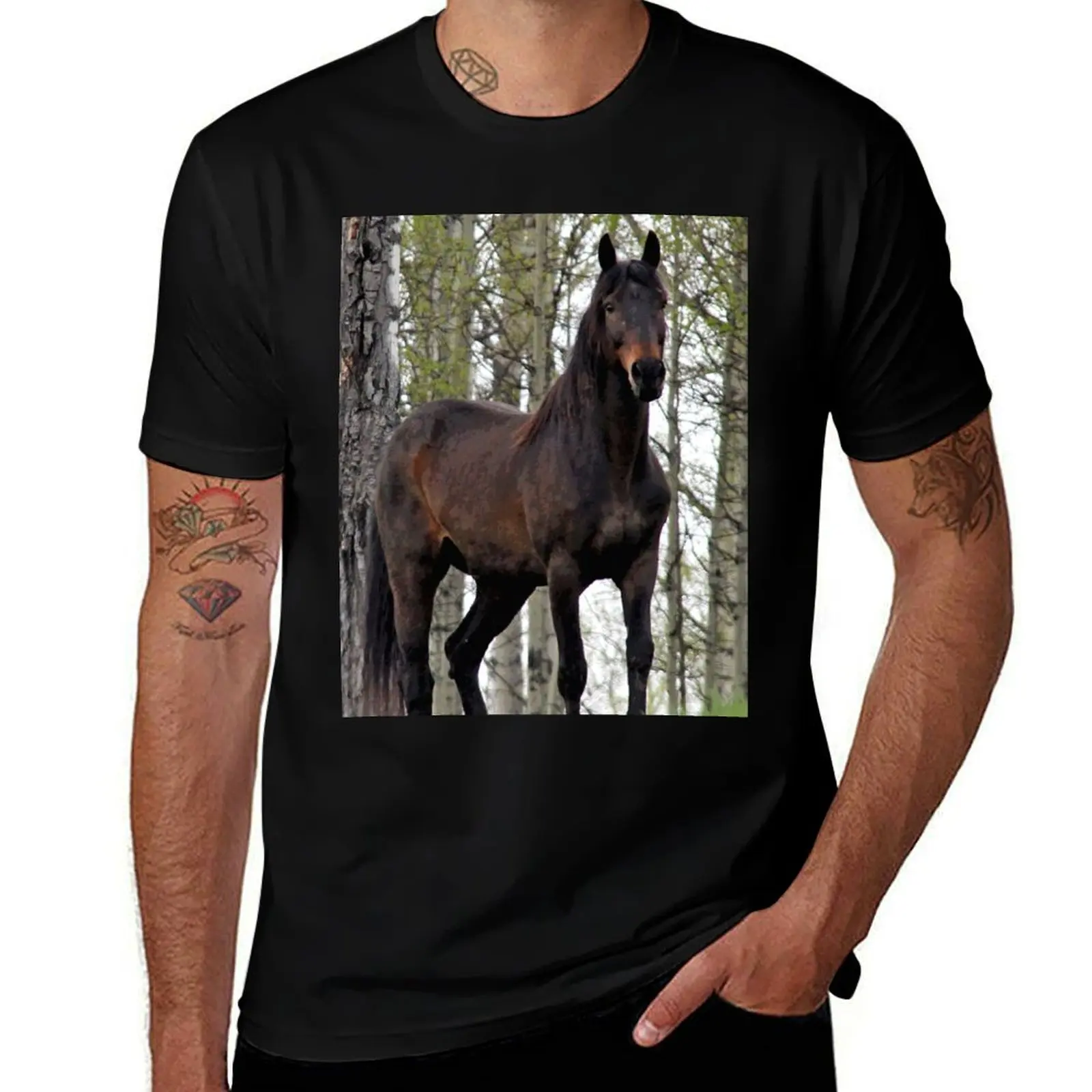 Camiseta de Percheron pura sangre alta, Camiseta de algodón, camisetas gráficas para hombre, camiseta de hombre de caballo de calidad